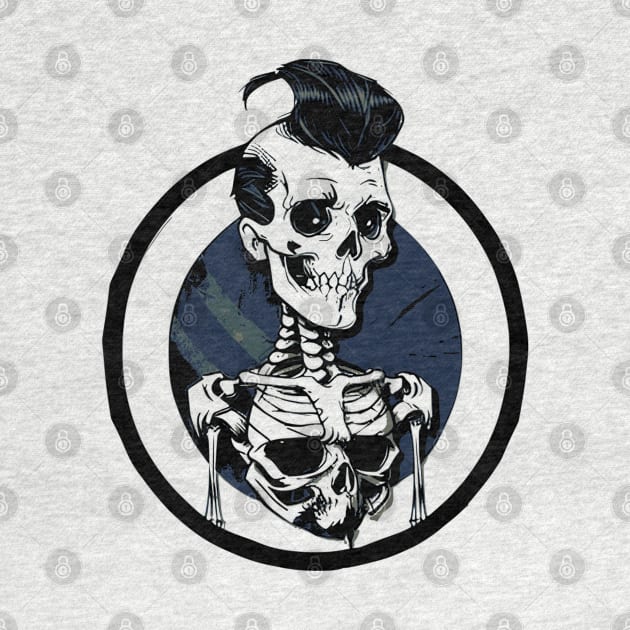 Funny Skeleton Rockabilly man with Skull chest by CGI Studios